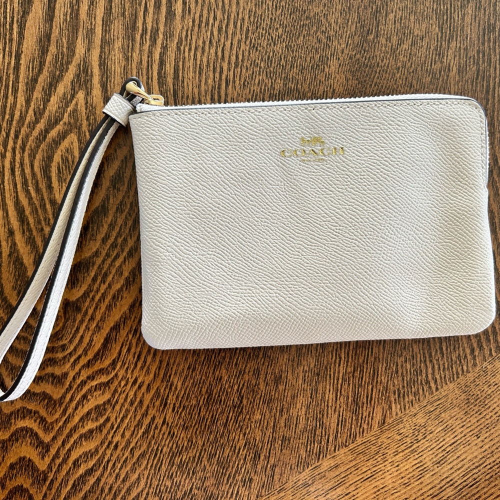Coach small white wallet clutch